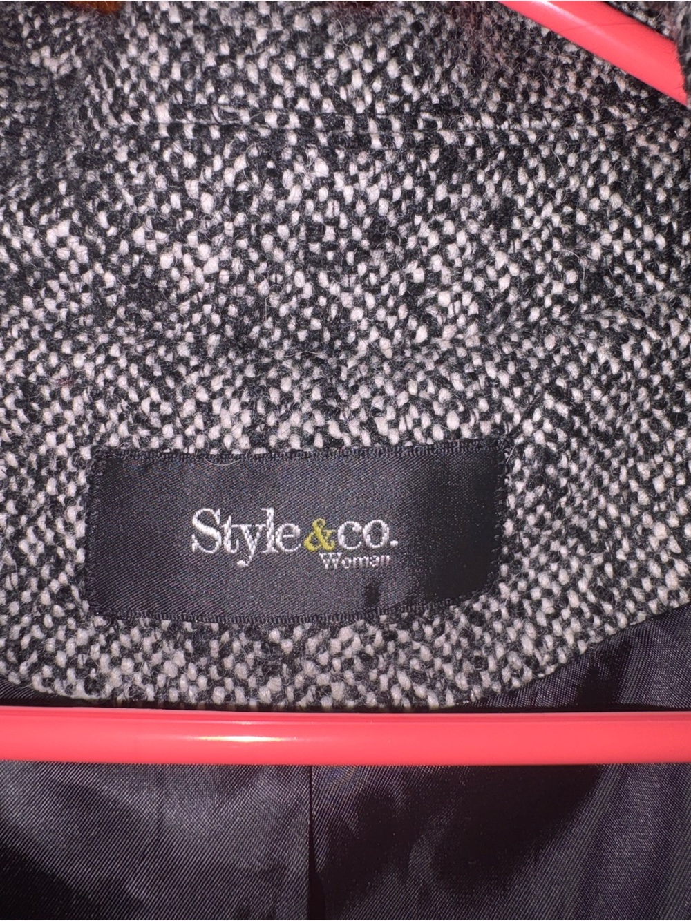 Style & Co. Black & Gray Tweed Pea Coat - Picture 2 of 4
